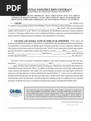Residential Construction Contract