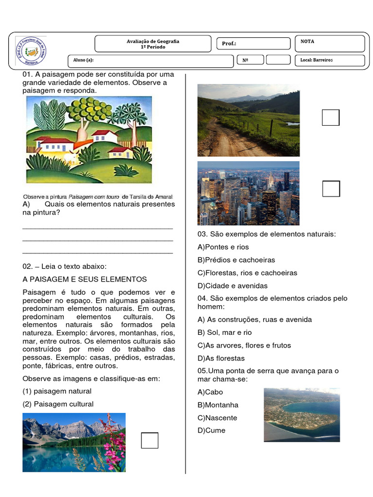 Elementos Naturais e Culturais na Paisagem | PDF