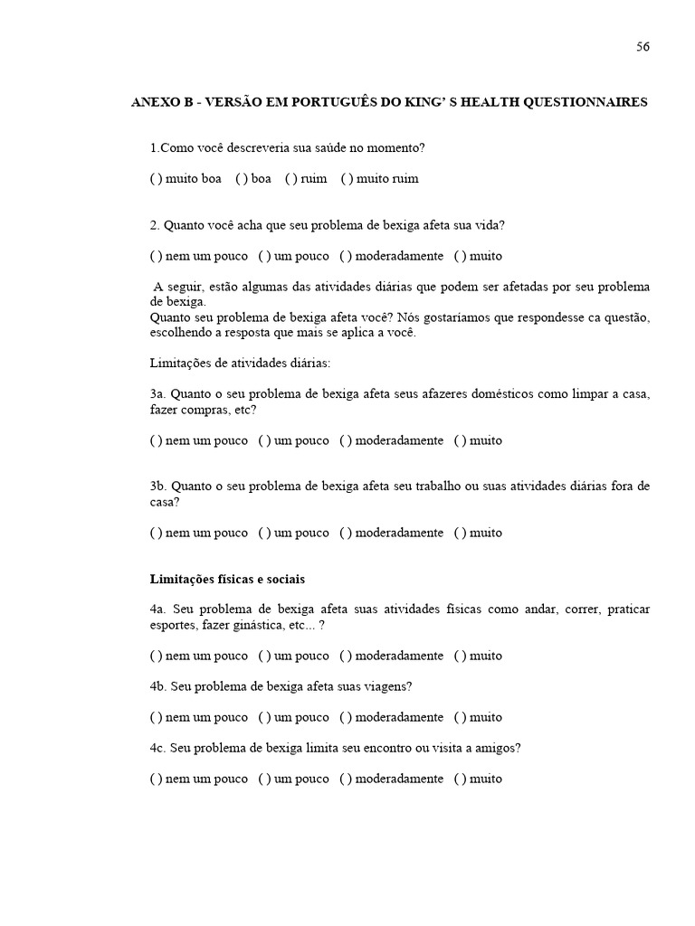 King' S Health Questionnaires | PDF