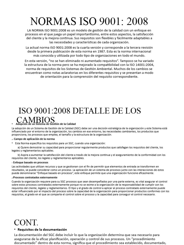 Requisitos de la Norma ISO 9001:2008 | PDF | Calidad (comercial ...