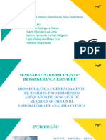 Biossegurança e Gerenciamento de Resíduo Procedimentos Adequados Do Descarte de Resíduos Quimicos de Laboratório de Análises Clinica
