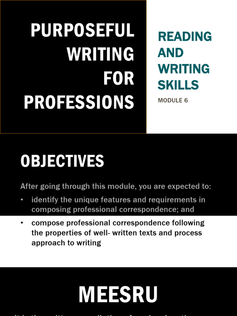 Reading and Writing Skills. Purposeful Writing PDF