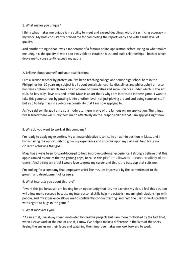 Mass Interview Insights and Strategies | PDF | Job Interview ...