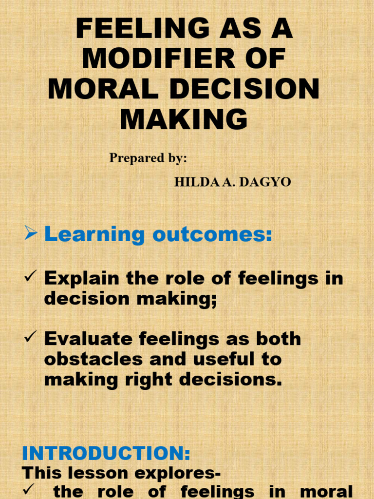 Feelings in Moral Decision Making | PDF | Feeling | Emotions
