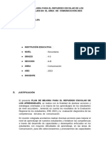 Plan de Mejora para El Refuerzo Escolar de Los Aprendizajes I