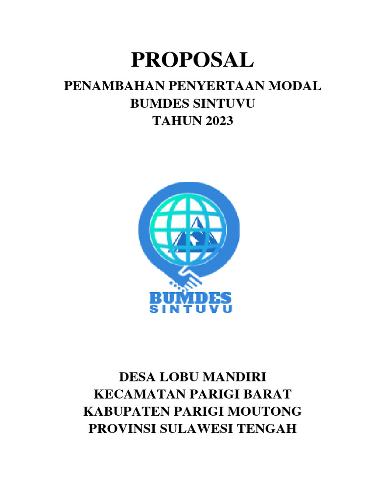 Proposal Modal BUMDes Sintuvu 2023 | PDF | Karier & Perkembangan | Bisnis