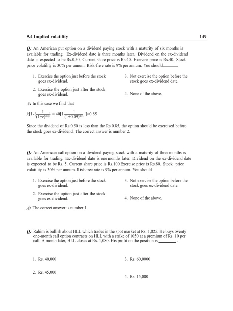 9.4 Implied Volatility 149 | PDF | Option (Finance) | Put Option