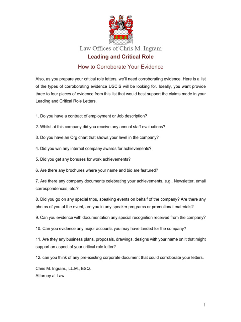 Evidence for Critical Role Letters | PDF