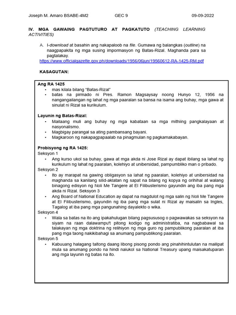 Teaching Learning Activities Week 2 Pdf