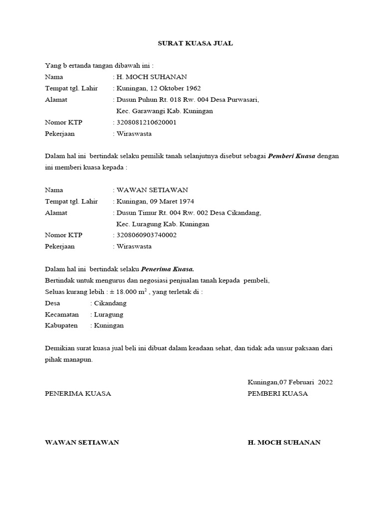 Surat Kuasa Jual PDF