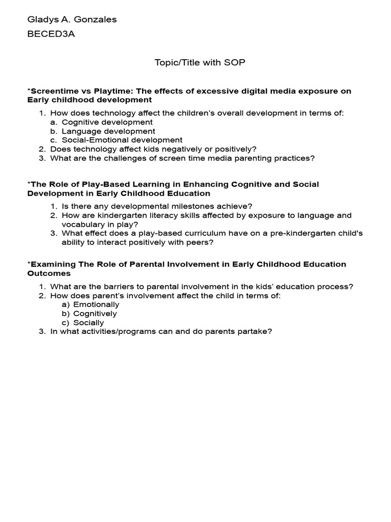 Isha Sop and Product PDF Early Childhood Education Child Development