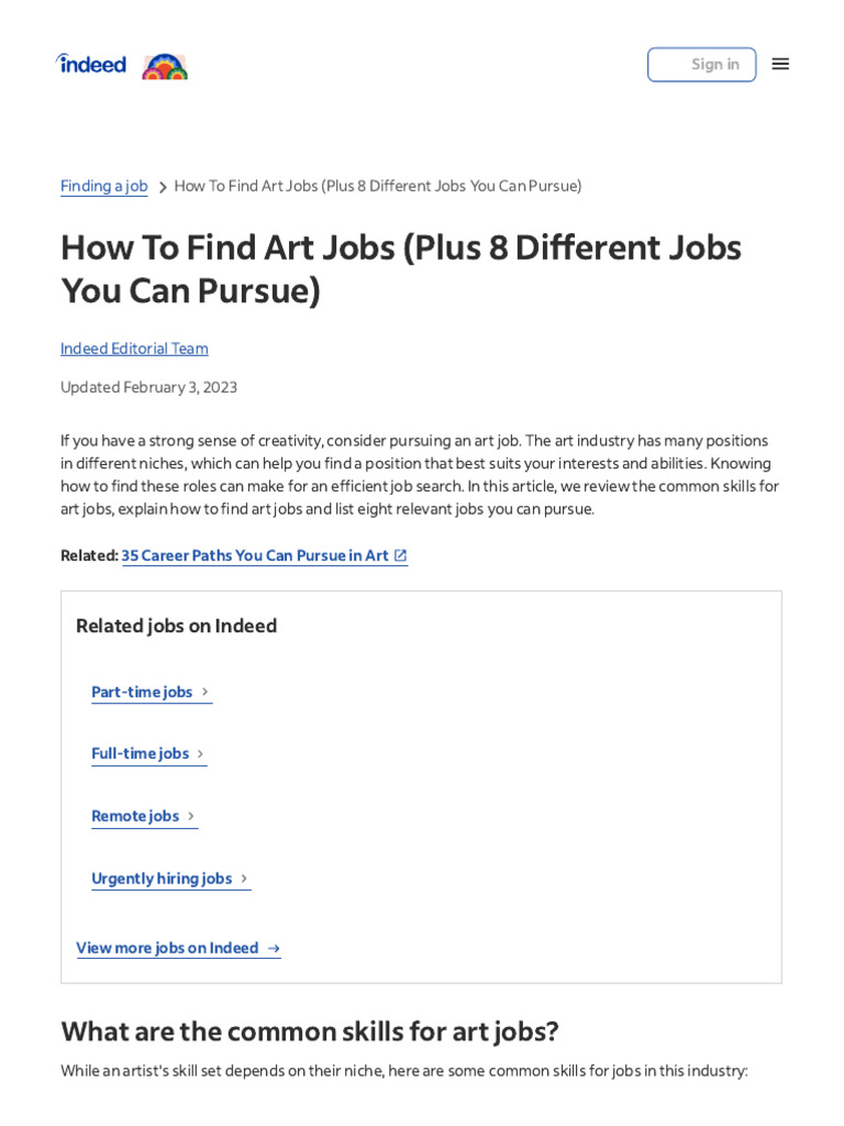 How to Find Art Jobs: 8 Career Paths | PDF | Illustration | Paintings