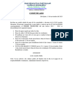 Comunicado Sobre Las Evaluciones Correspondientes Al Primer Trimestre