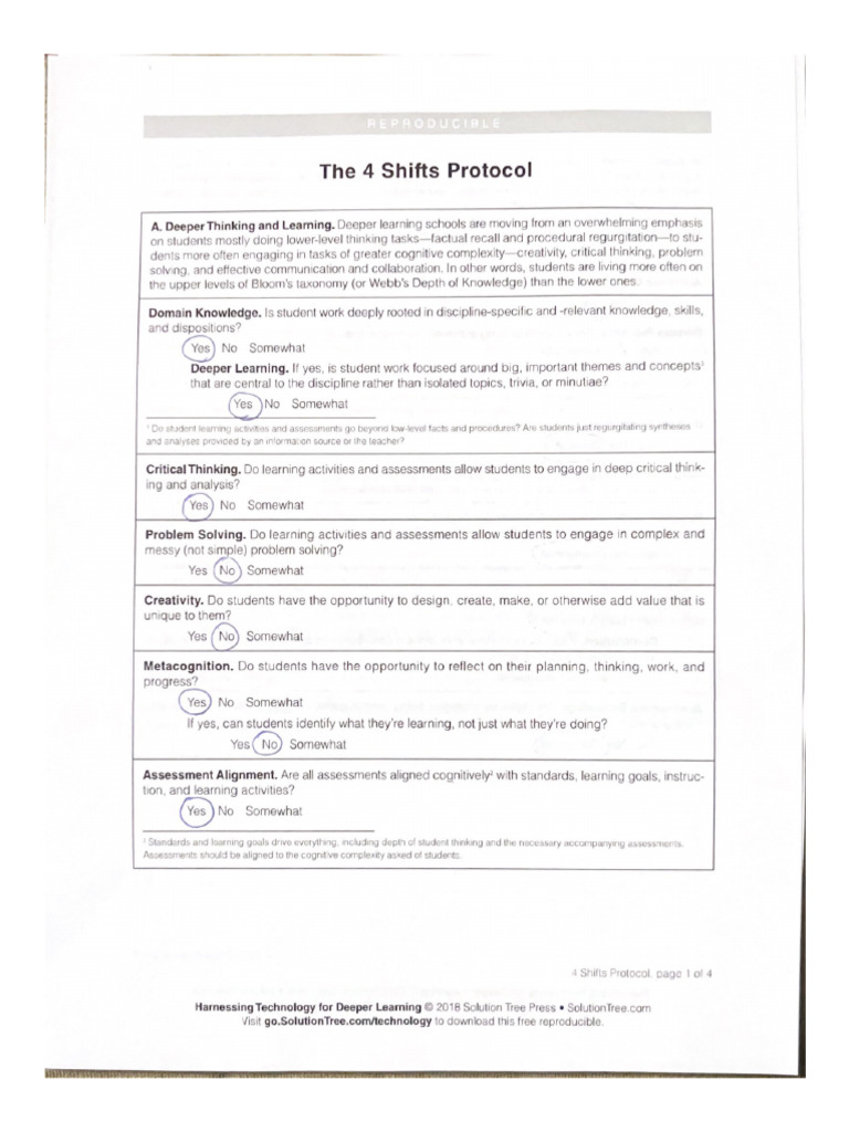 4 shifts protocol sheet | PDF