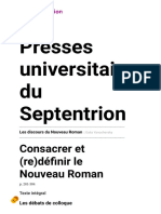 Les Discours Du Nouveau Roman - Consacrer Et (Re) Définir Le Nouveau Roman - Presses Universitaires Du Septentrion