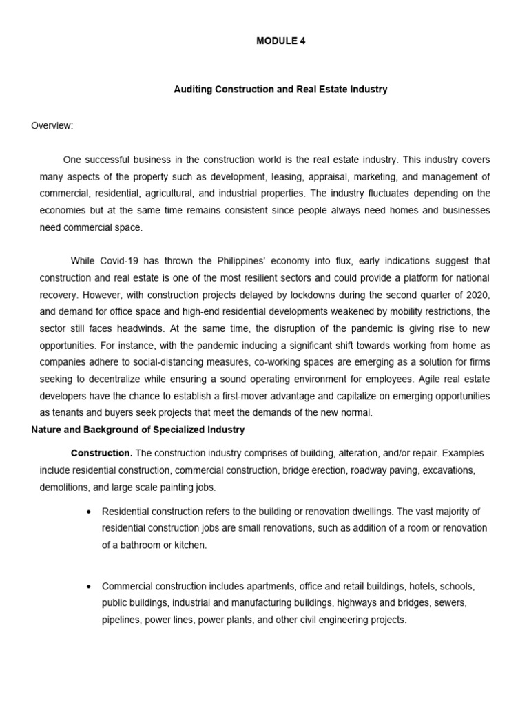 Auditing the Real Estate Construction Sector | PDF | Going Concern