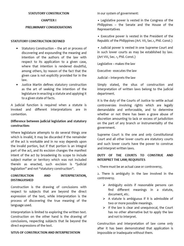 STATUTORY CONSTRUCTION_final PDF Statutory Interpretation Precedent