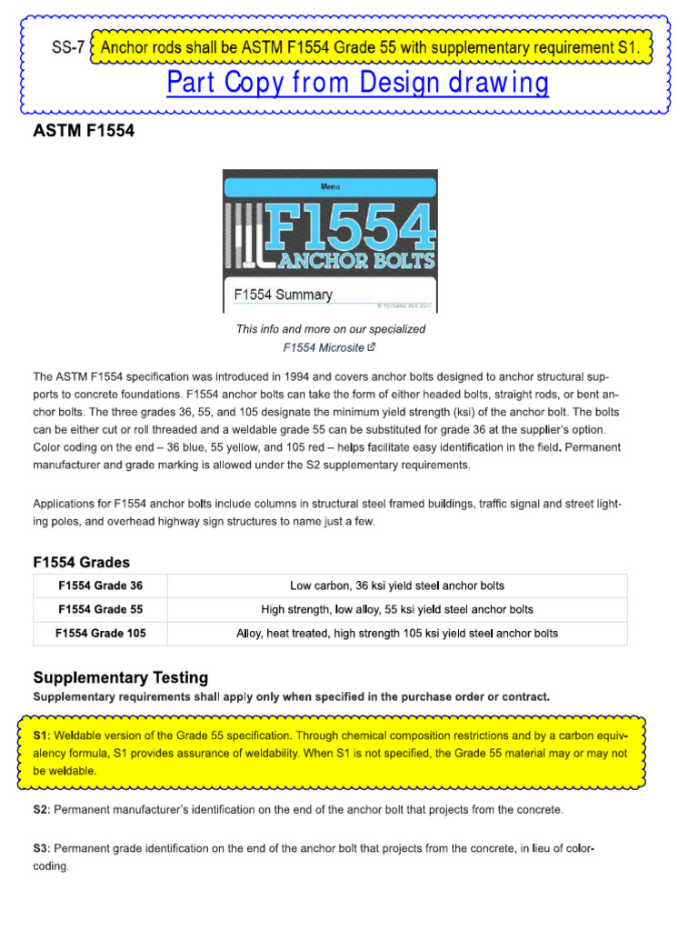 F1554 Gr 55 Anchor Rod Overview | PDF