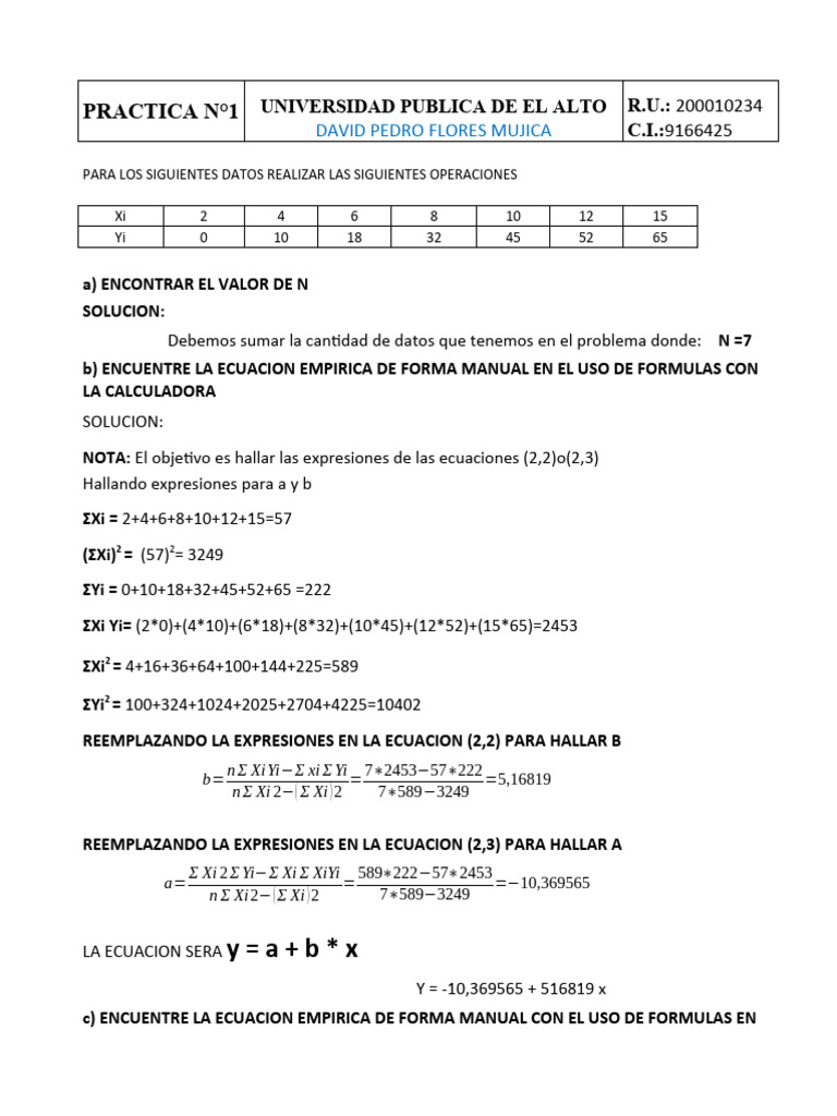 Practica N1 Ing - Econ. David Pedro Flores Mujica | PDF | Coeficiente ...