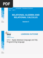 Session 5 - Relational Algebra and Relational Calculus