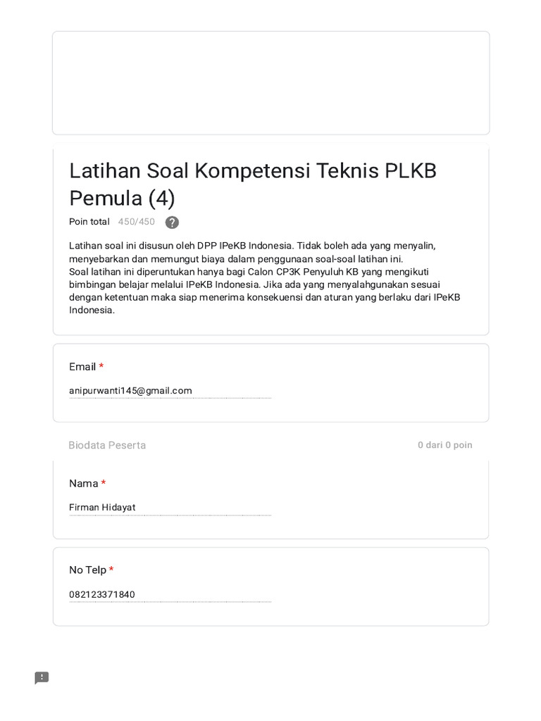 Latihan Soal CP3K Penyuluh KB | PDF | Kesehatan Holistik