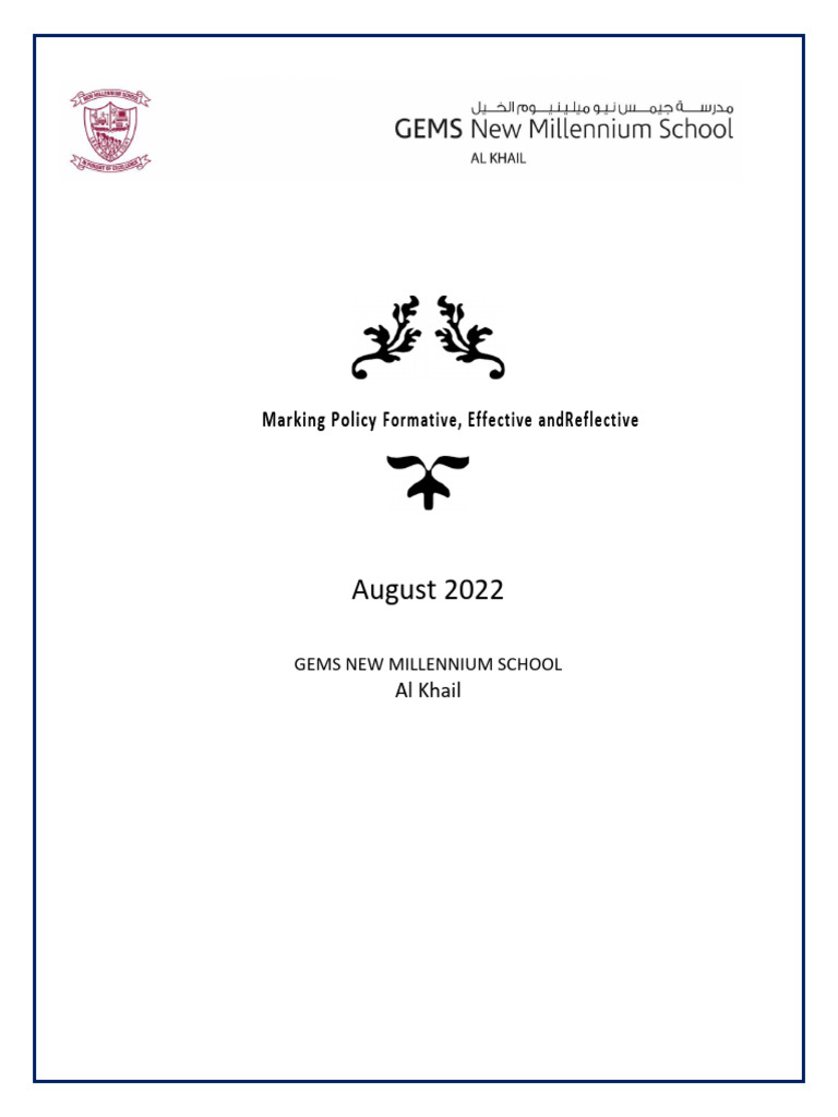1) Marking Policy NMS_Aug 2022 PDF Teachers Learning