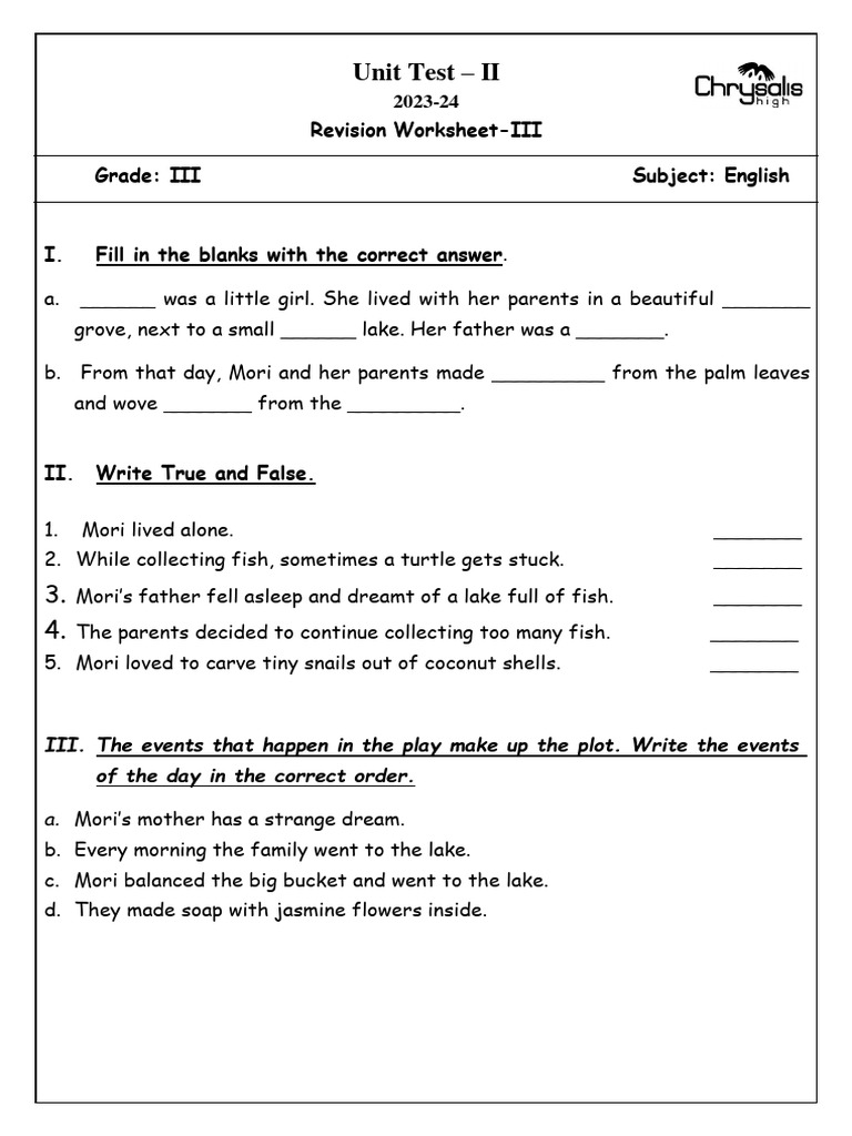 Ut II Grade III English Rws 3 PDF