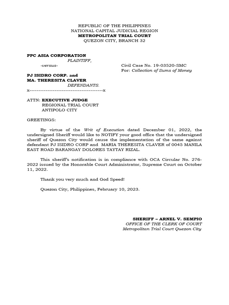 COURT NOTIFICATION LETTER (PJ ISIDRO) PDF