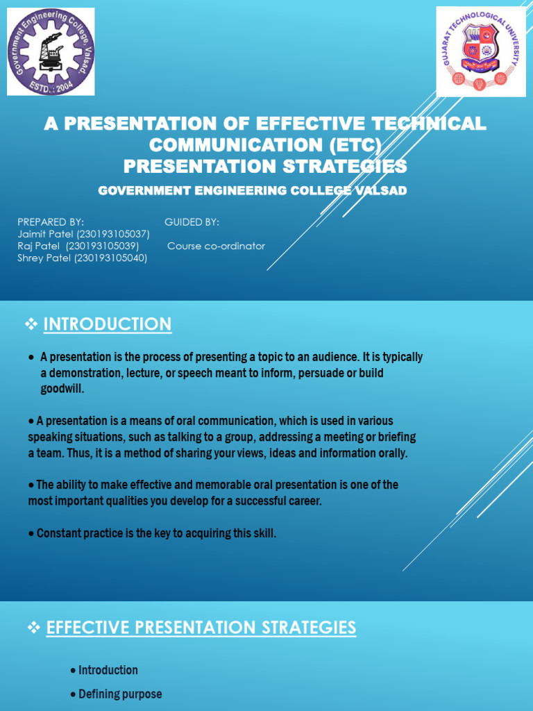 Group - 8 - Etc Presentation Strategies (3130004) - PPT | PDF