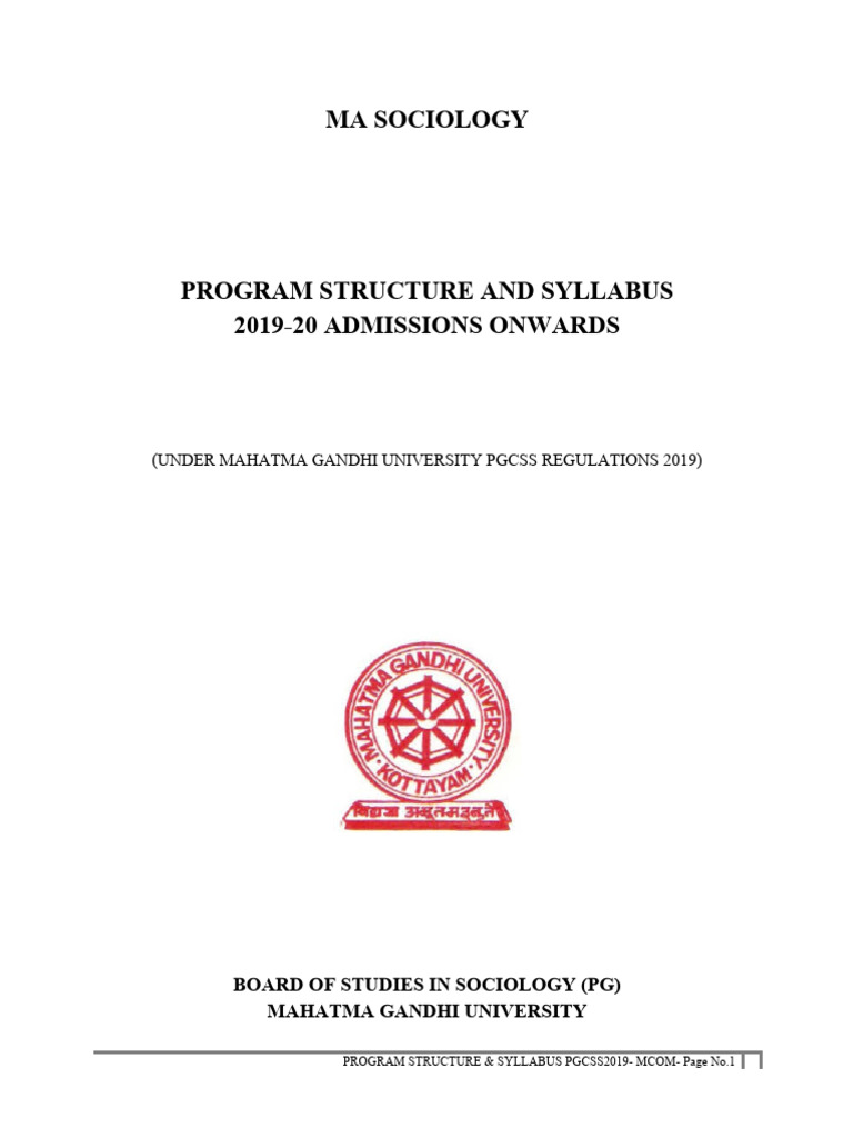 PG CSS SYLLABUS 2019 Sociology With Cover | PDF | Sociology | Positivism