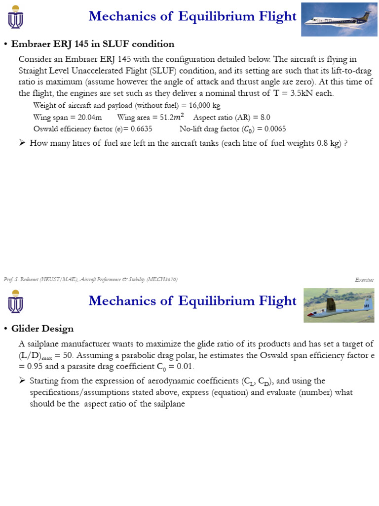 Aircraft Performance Analysis Exercises | PDF | Flight | Aeronautics