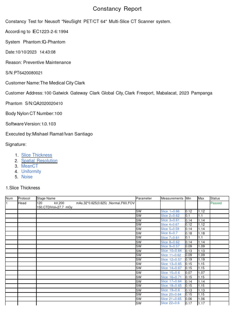 Calibration Report - New - Constancy Test - 10.18.23 | PDF | Theory Of ...
