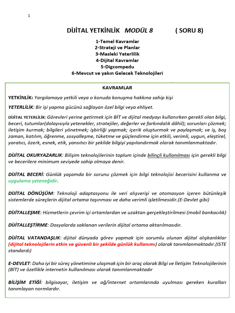 Modül 8 Notlarim | PDF