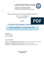 Evaluation Phytochimique Et Biologique de La Plante Médicinale Artemisia Herba Alba