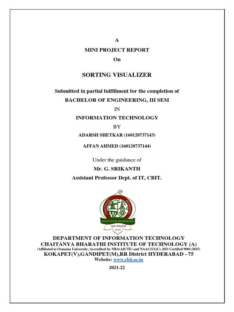 Sorting Visualizer Mini Project Report | PDF | Computer Program ...