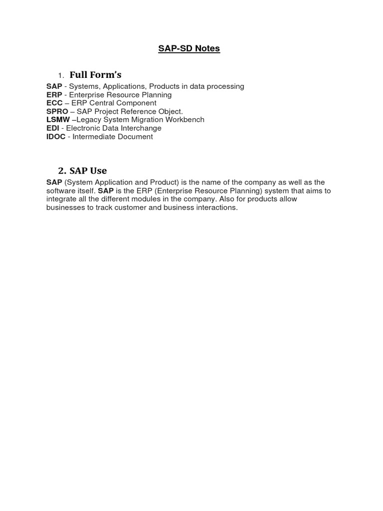 Basic Functions In Sap Sd