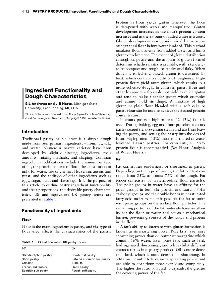 1993 - Pastry Ingredient Functionality | PDF | Breads | Flour