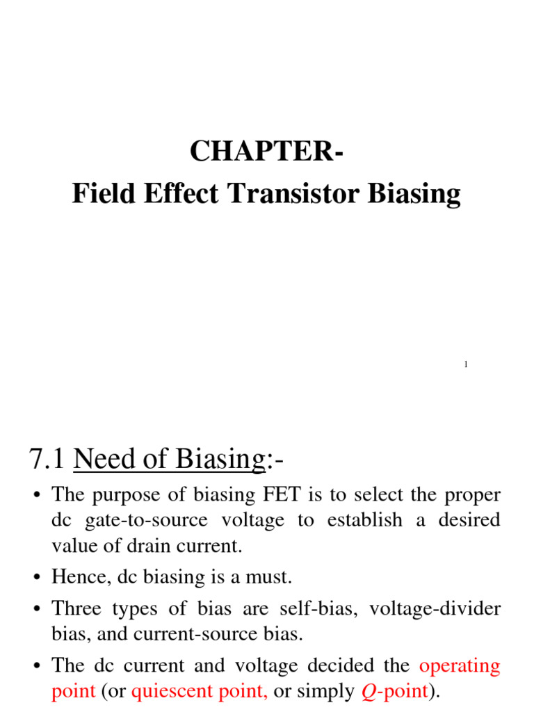 FET Biasing Techniques Explained | PDF | Field Effect Transistor | Mosfet