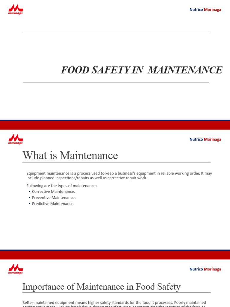 Food Safety Maintenance Guidelines | PDF | Foodborne Illness | Food Safety