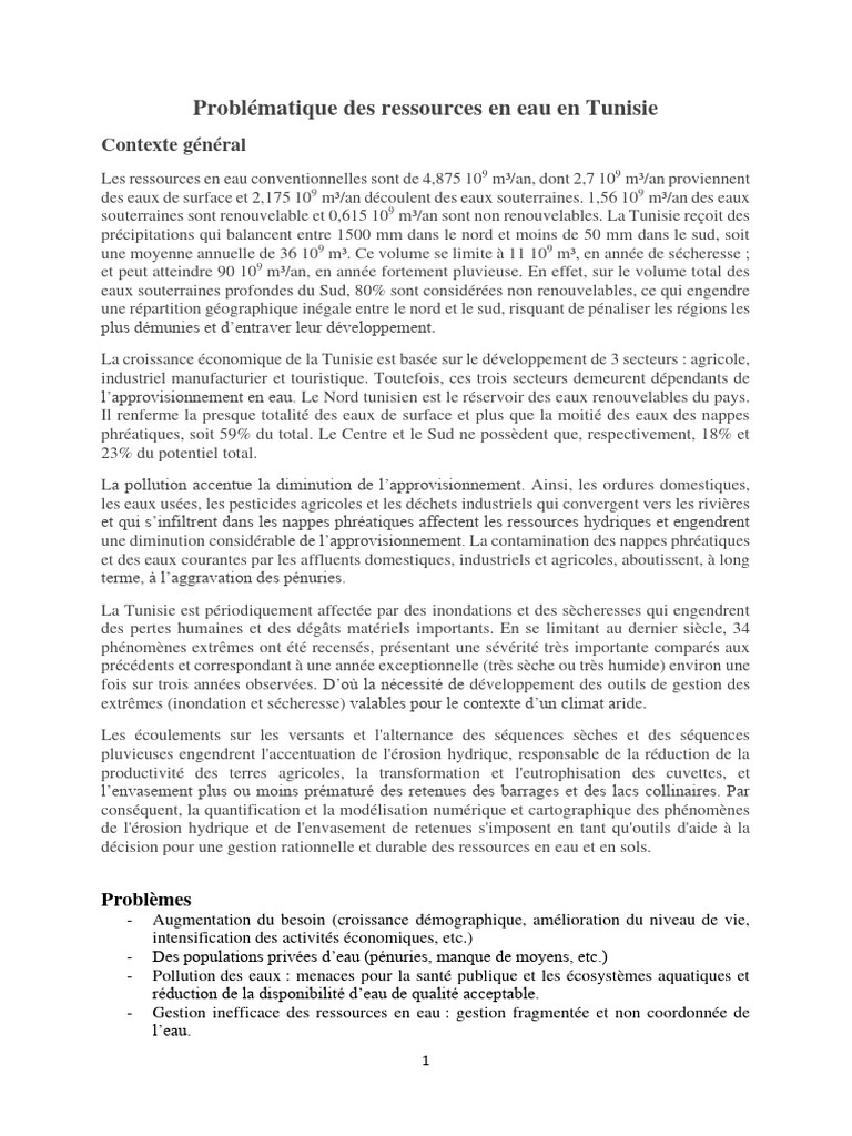 Cours Valorisation Des Ressources en Eau Hbib Abida | PDF | Ressources ...