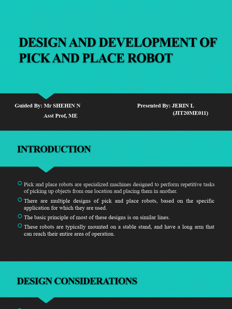 Pick and Place Robot Design Guide | PDF | Robotics | Robot