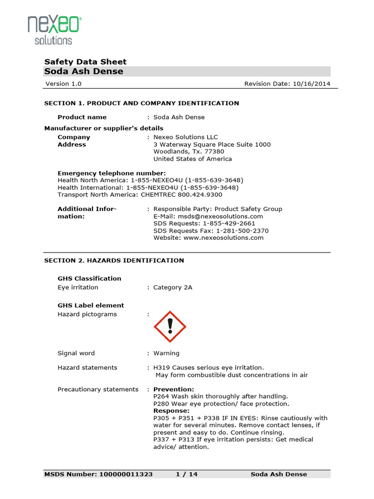 sodaashsds PDF Toxicity Personal Protective Equipment