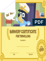 Bravery Certificate For Travelling