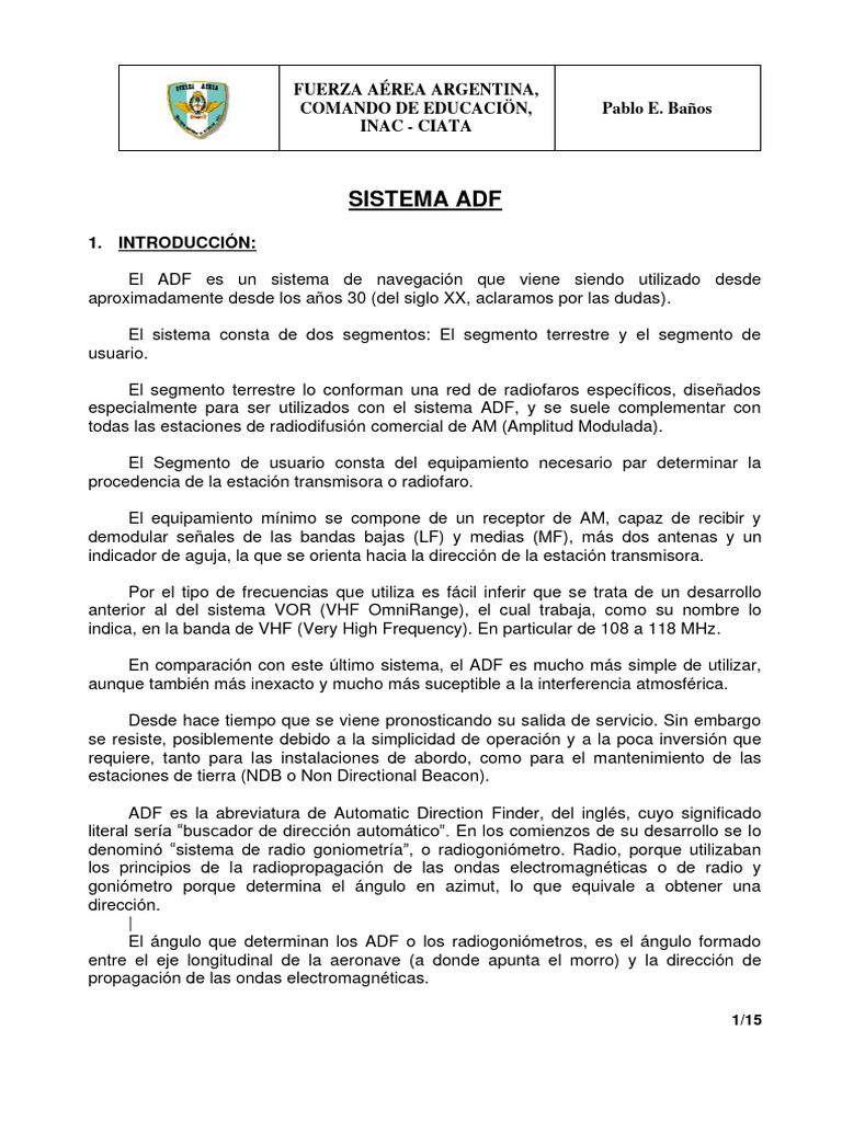Sistema ADF: Navegación Aérea Básica | PDF | Ciencia y matemáticas ...
