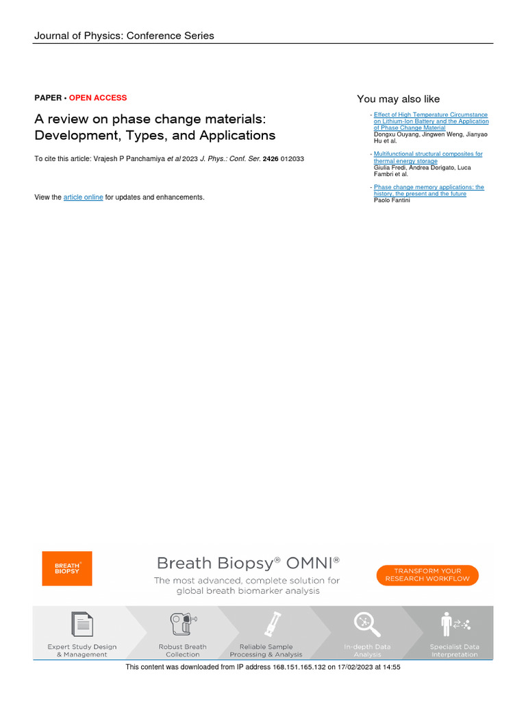 A Review On Phase Change Materials Development Typ | PDF | Heat ...