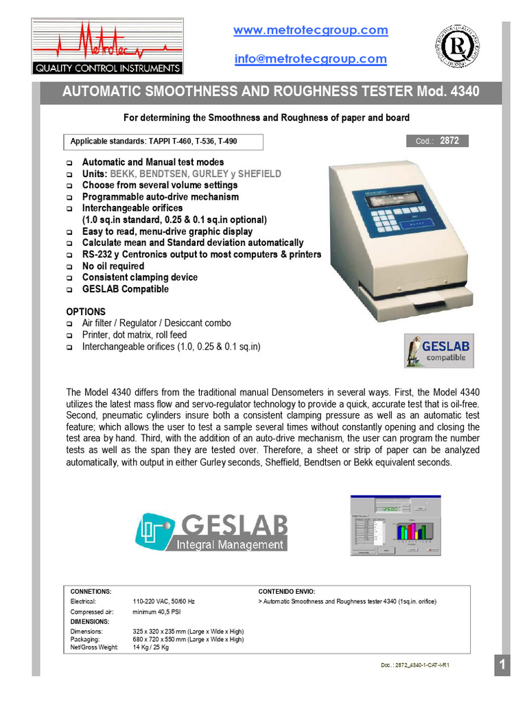 Automatic Paper Smoothness Tester | PDF