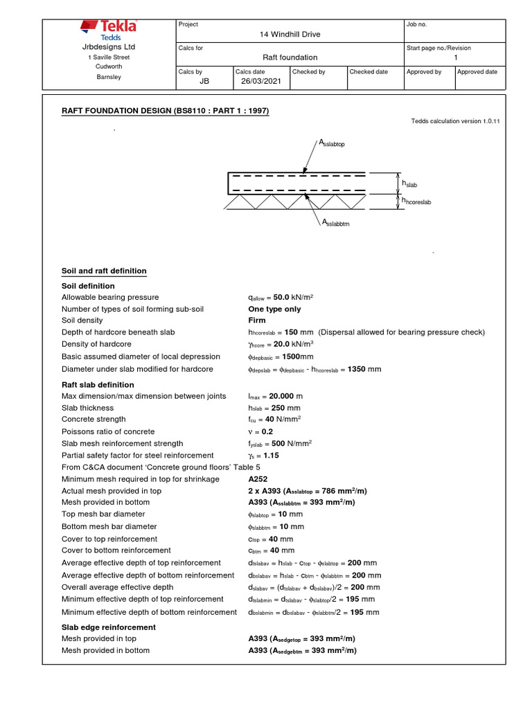 Raft Foundation Design Calculations | PDF | Concrete | Structural ...