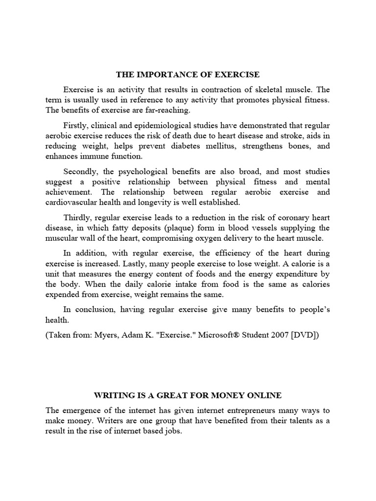 The Importance of Exercise | PDF | Tobacco Smoking | Addiction