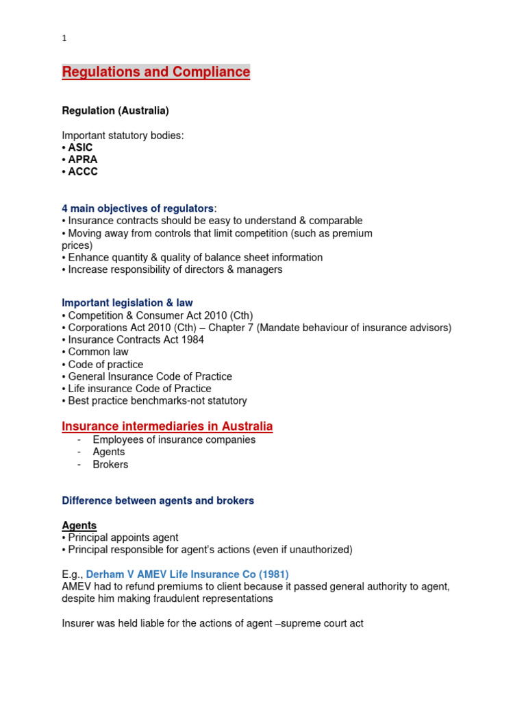 Australian Insurance Regulations Overview | PDF | Insurance | Insurance ...