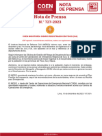 Nota de Prensa N.° 727-2023-Coen Monitorea Sismos Registrados en Pisco (Ica)